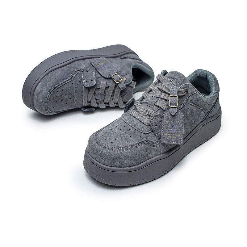 Original retro casual board shoes women's spring new gray bread shoes women's niche design heightened couple shoes