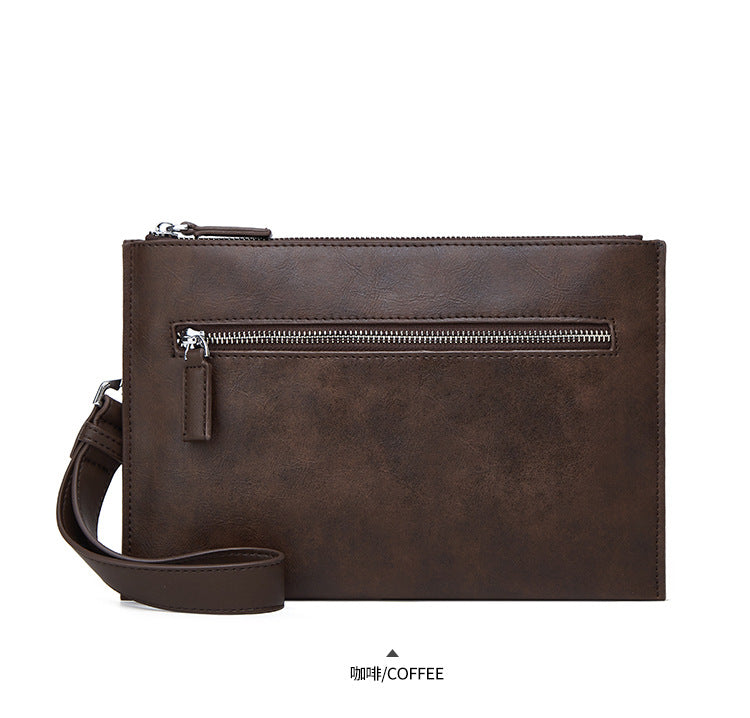 New men's clutch bag, crazy horse print clutch bag, soft surface, waterproof business mobile phone bag, armpit bag, cross-border coin purse