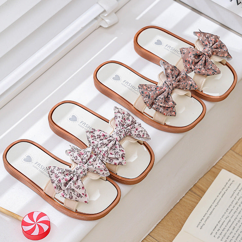 Girls wear non-slip soft-soled bow princess sandals outside, indoor large, medium and small children's baby kindergarten beach shoes