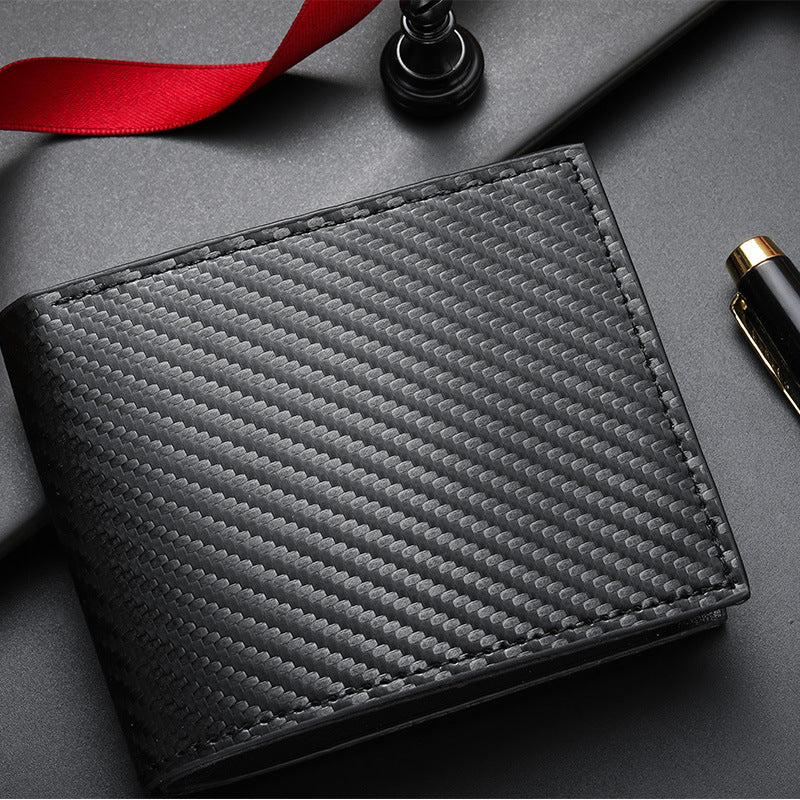 Cross-border spot new carbon fiber pattern large capacity wallet multi-card slot simple coin slot men's wallet manufacturer