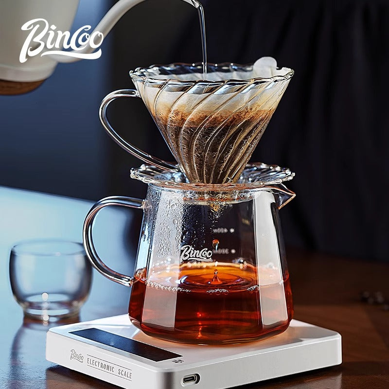 Bincoo Pour-Over Coffee Filter V60 High Borosilicate Glass Heat Resistant High Temperature Resistant Sharing Pot Coffee Ware Set