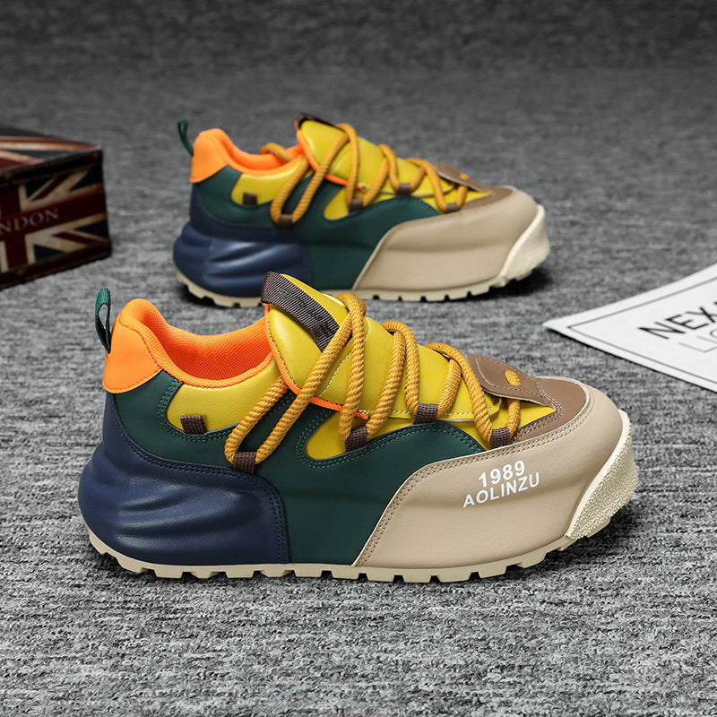 Cross-border plus-size 48 explosive 2025 spring new men's shoes are versatile sports and leisure, and the heightened platform dad shoes are added