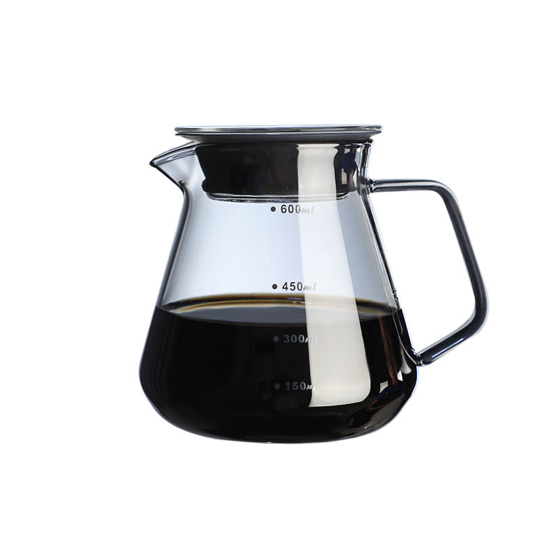 Wholesale pour-over glass coffee sharing pot cloud pot moka pot with wooden holder filter coffee pot set can be printed