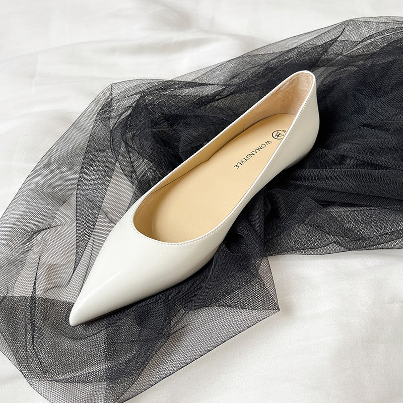 New spring 2024 French nude inner heightened pointed toe flatsWomen's pumpsVersatile commuter single shoes