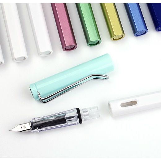 Students: Colorful hand-painted fountain pen, ink, ink sac, dual-purpose writing, calligraphy practice, office, boys and girls, general positive posture fountain pen