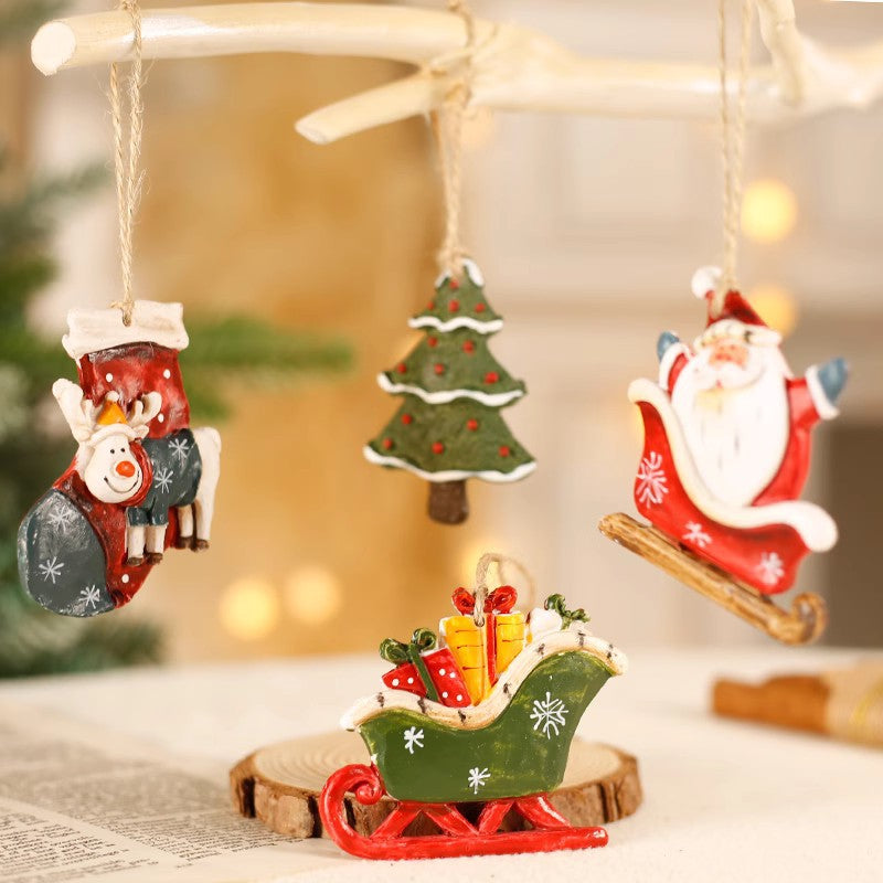 Cross-border Christmas ornaments, small pendants, Santa Claus, Christmas tree decoration pendants, small pendants, resin ornaments, gifts