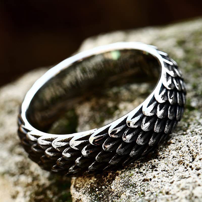 AliExpress retro domineering dragon scale rings men's European and American simple punk rings fashion and versatile cross-border wholesale