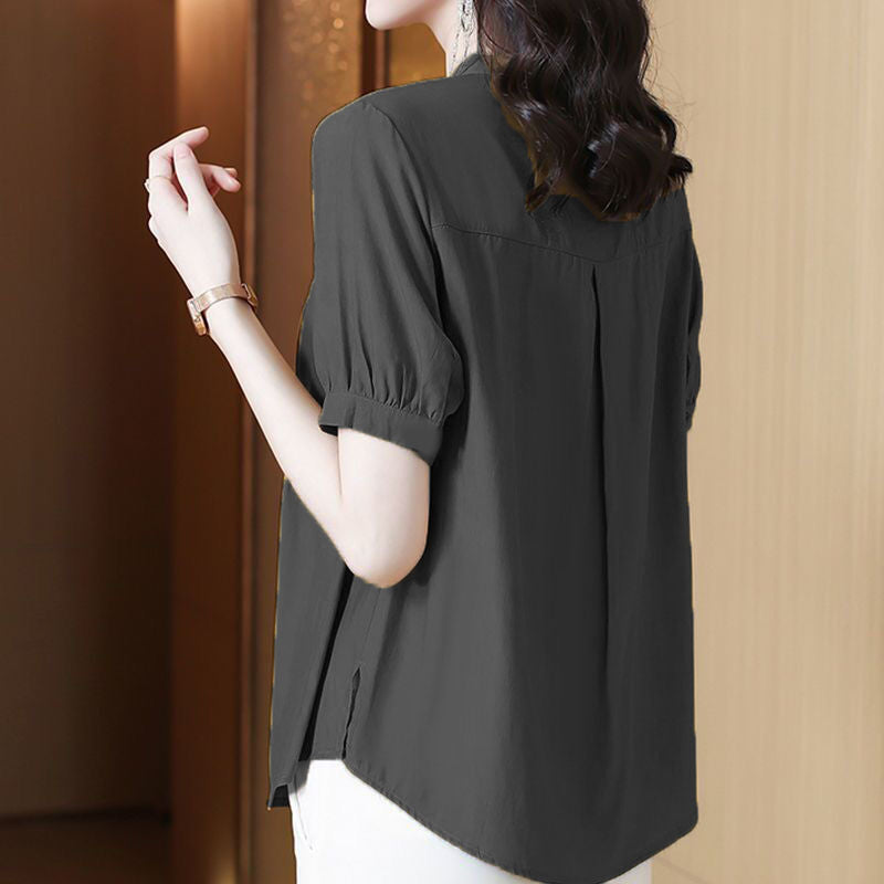 Chiffon shirt women's summer short sleeve new summer beautiful fashion chiffon shirt feminine mom shirt top