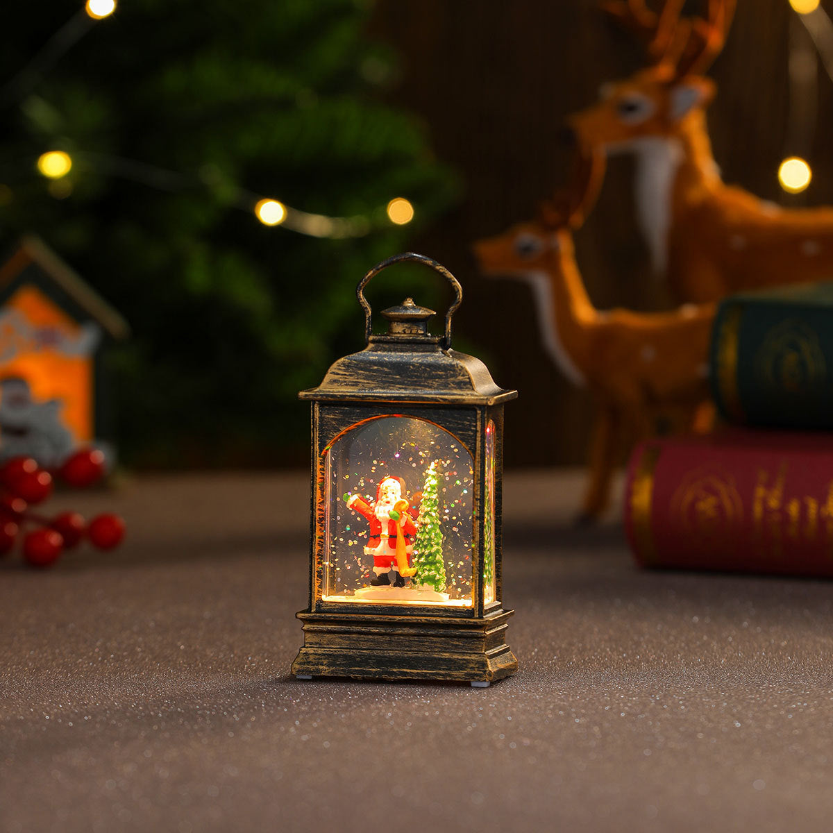 Christmas decoration wind lantern crystal light Santa Claus Christmas party decoration Christmas ornament Christmas gift