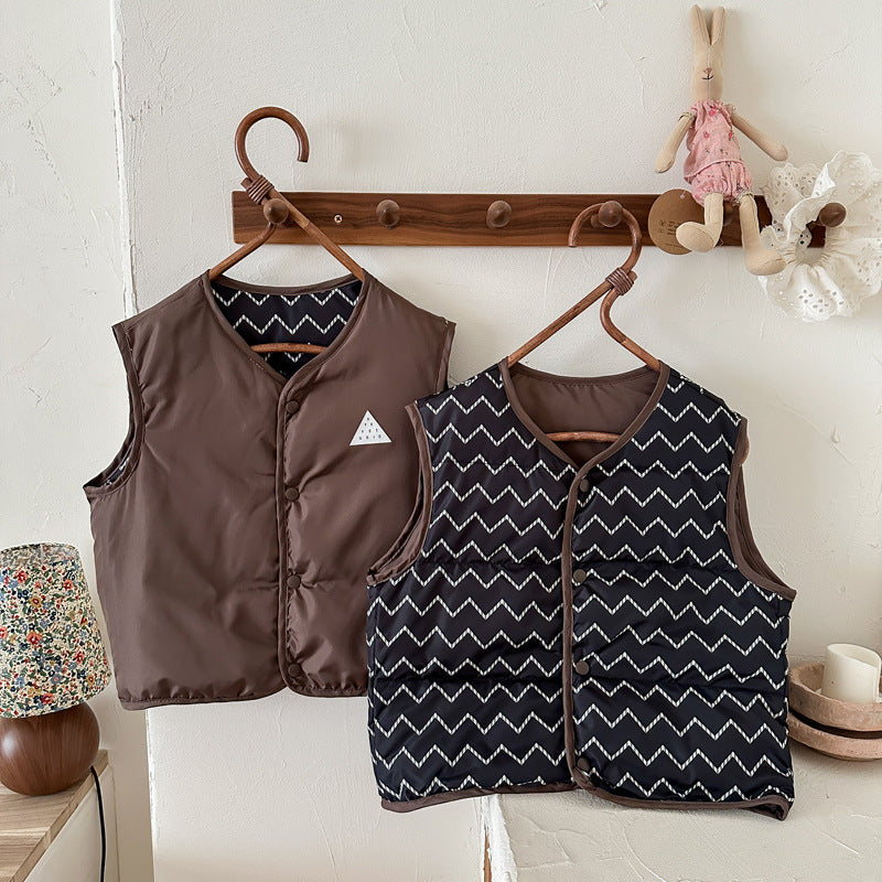2024 Autumn and Winter New Children's Reverbial Coldproof Vest, Men's and Women's Baby Warm Horse Clip Infant and Toddler Versatile Vest