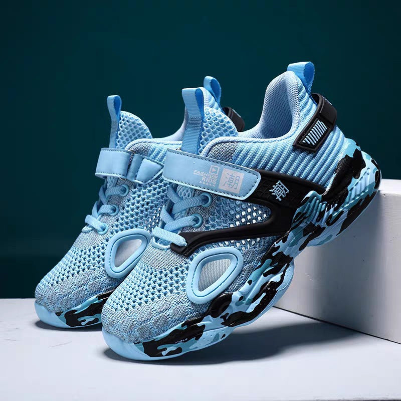 Children's Frame Shoes 2026 Spring/Summer Hollow Single Mesh Medium and Big Kids Sneakers Breathable Boys' Frame Shoes Running Shoes