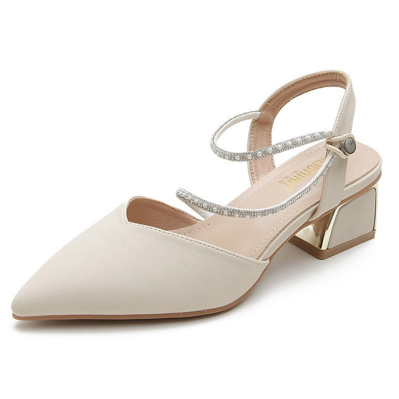 Plus size women's shoes 41-43 summer sandals foot fat instep width and height 2024 new baotou block heel high heels women