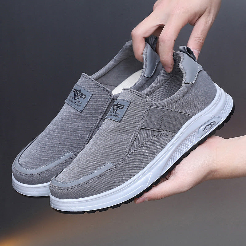 Shoes: men's slip-on comfortable, lazy soft-soled canvas shoes, casual breathable, non-slip and anti-odor single shoes, outdoor walking shoes