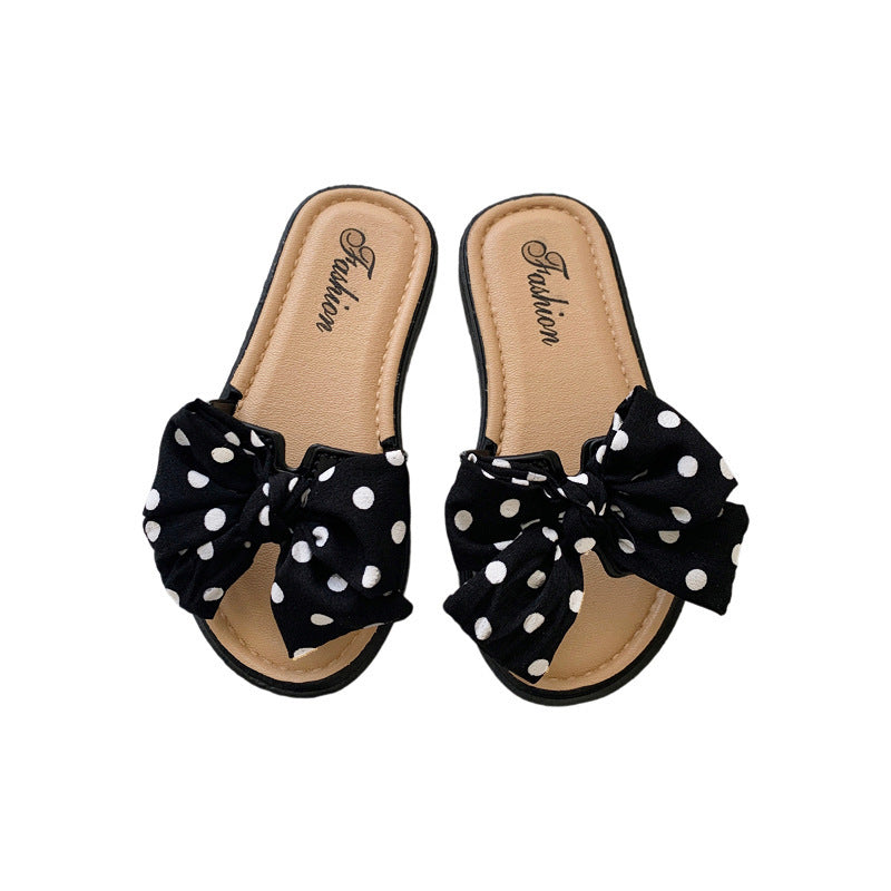 Summer big kids kids slippers girls girls sandals casual bow non slip wearing Korean soft soled girls' shoes