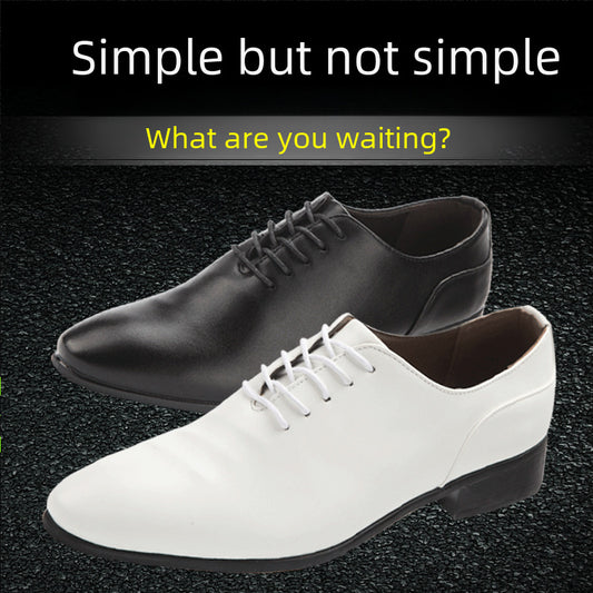 Leather shoes spring and summer korean white pointed scalp shoes lace-up men's business formal wear photo studio photography british casual shoes