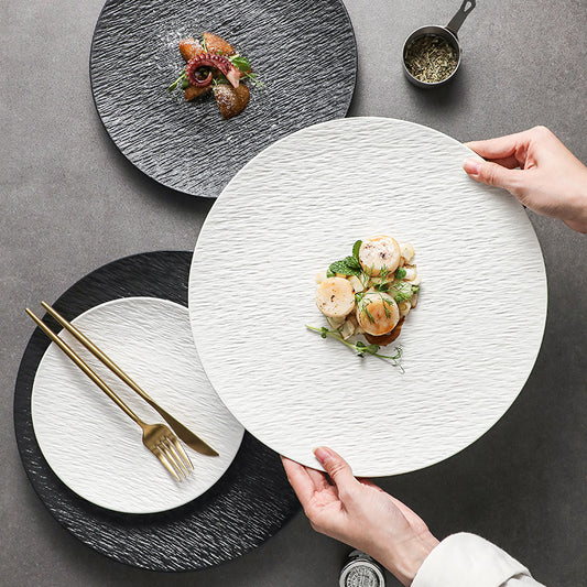Ceramic steak plate, high-quality western plate, round plate, home steak plate, pasta plate, hotel personality plate
