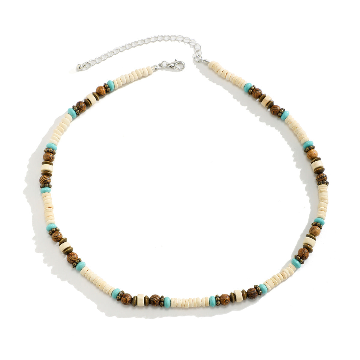 European and American cross-border jewelry men's bohemian wooden bead splicing beaded necklace niche versatile simple necklace men