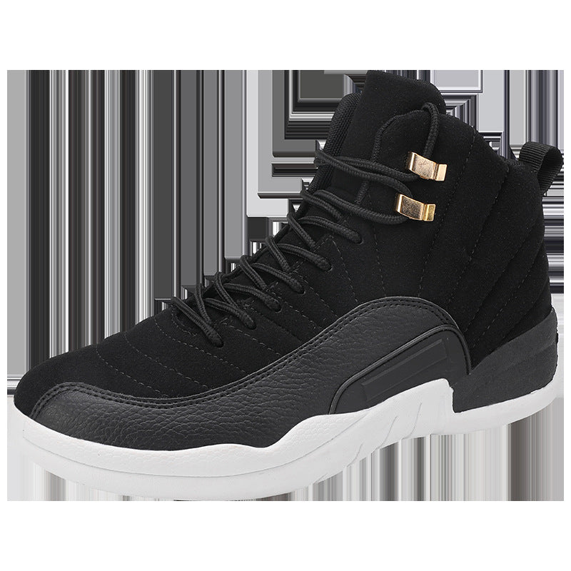 Winter men's white high-top sports microfiber round toe front lace-up viscose sneakers in stock