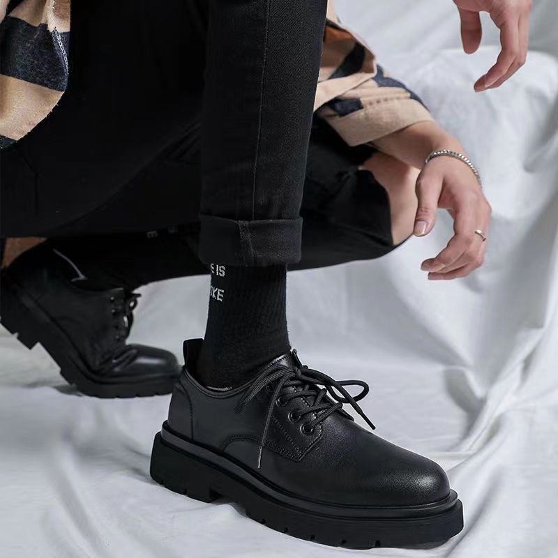 Casual leather shoes men's new business leather shoes teen british style student thick-soled suit men's versatile men's leather shoes