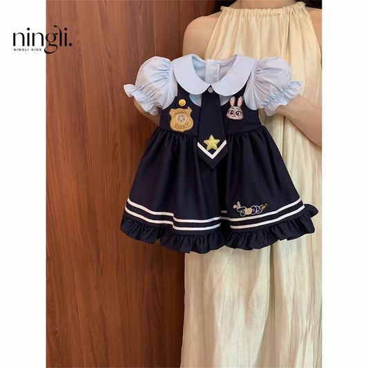 Ningli girl Lolita princess dress foreign style 2025 new summer girl baby rabbit police dress trend