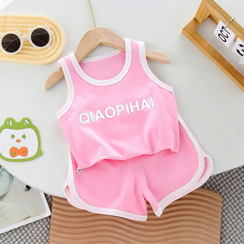 Children's vest set, summer thin boy and girl baby shorts, small children's sports two-piece set, tide one dropshipping
