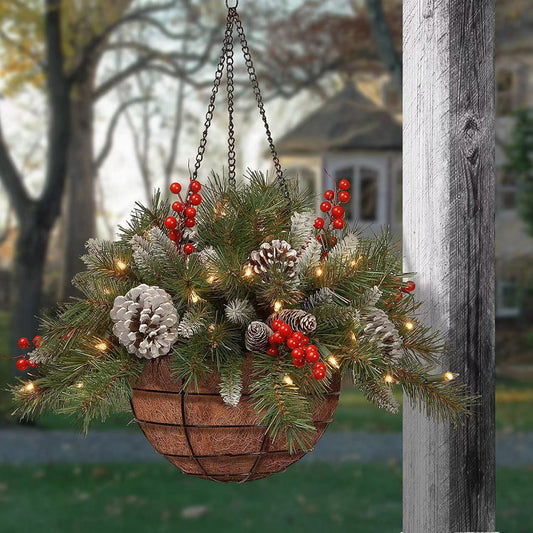 Cross-border Christmas hanging basket wreath European and American home hanging decorations holiday decoration artificial Christmas hanging basket