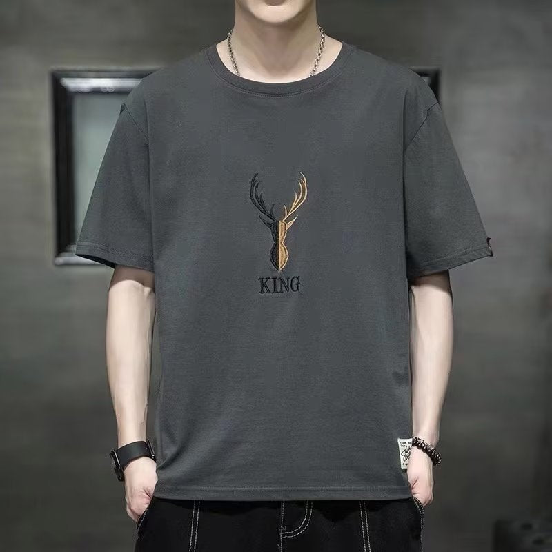 Short sleeve t-shirt men's summer fashion brand gradient smiley face summer half-sleeved versatile shirt men's thin summer dress