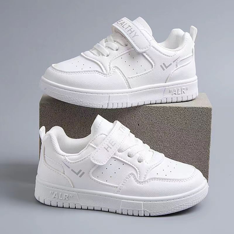 Children's white shoes, school boys and girls' white sneakers, spring and summer new breathable mesh elementary school board shoes