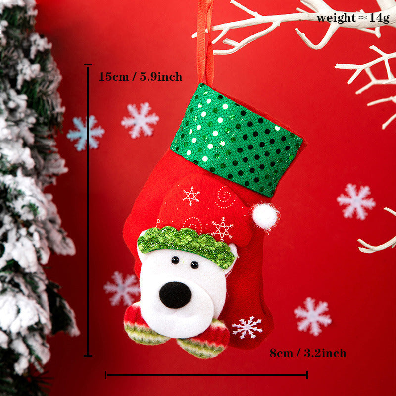 New Christmas decoration Christmas Eve Christmas stocking pendant gift Santa Claus kids Christmas gift bag wholesale