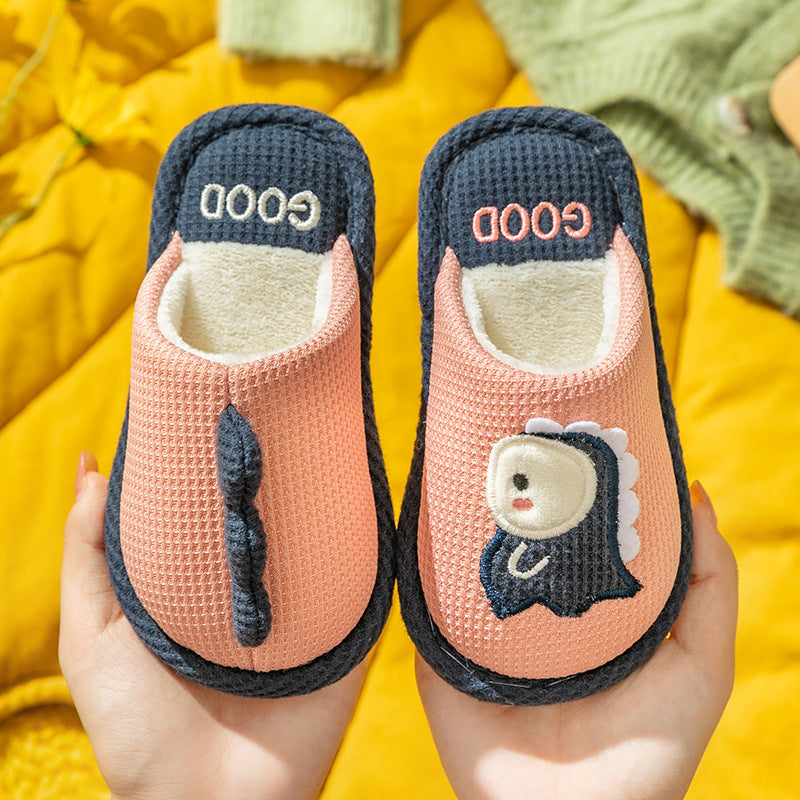 Children's linen slippers home parent-child slippers cute cotton and linen household floor slippers anti-slip sweat resistant cotton slippers