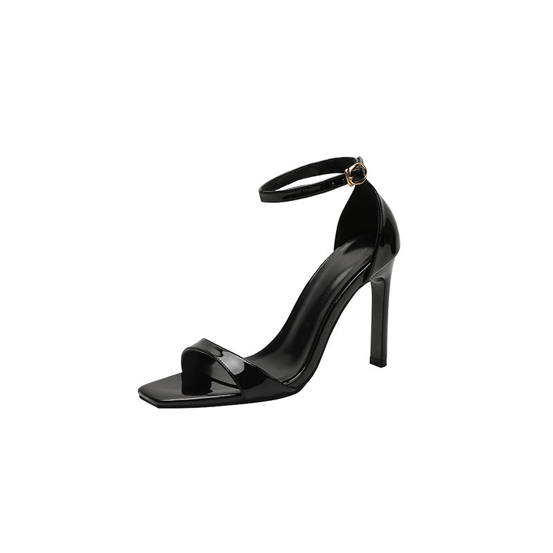 Sexy Open Toe High Heels Women's Summer 2025 New Square Toe Fashion Stiletto Heel Buckled Temperament Sandals