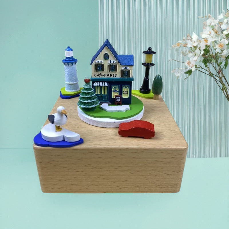 2025 New Christmas Music Box Wooden Crafts Creative Christmas Gift Merry Christmas Clockwork Music Box