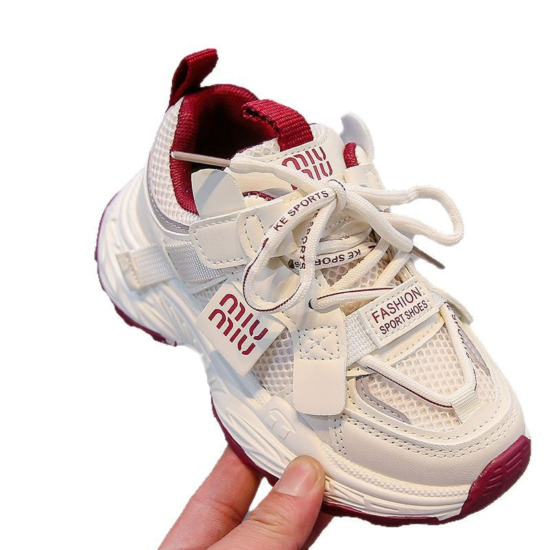 Children's white shoes, girls' shoes, 2026 new spring and autumn mesh, versatile lightweight soft-soled sports dad shoes