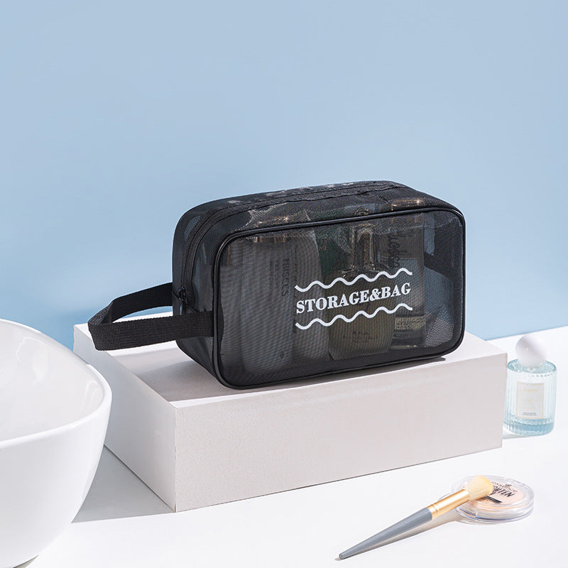 Nylon mesh handheld toiletry bag portable travel storage breathable high value cosmetic storage bag wholesale