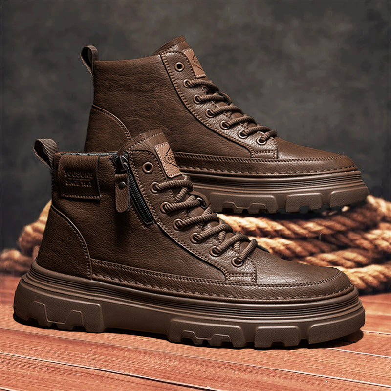 Men's shoes 2025 fall/winter new high-top retro cargo shoes men's outdoor platform casual Martin boots are trendy and universal