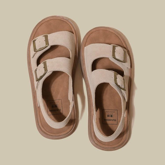 Zhongjia thick-soled sandals women's summer wear 2024 new beach shoes fishing boken shoes word roman shoes