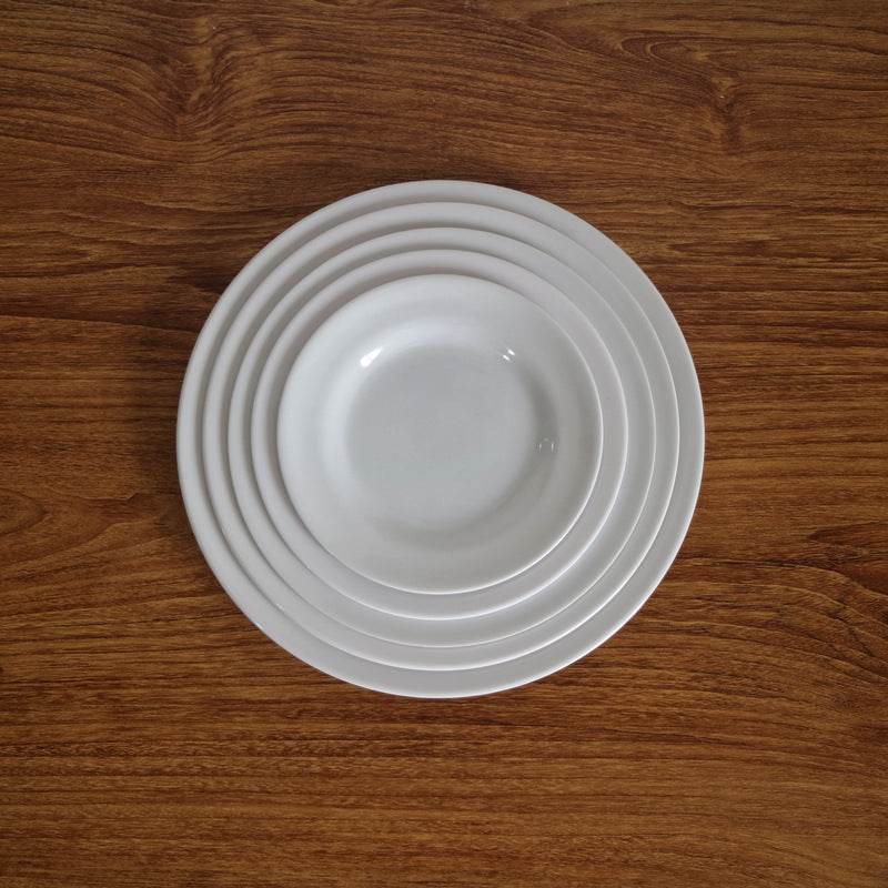 white plate melamine tableware commercial disc flat plate round plastic dinner plate buffet plate outdoor tableware wholesale