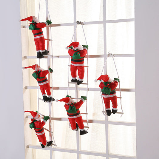 Cross-border Christmas Ladder Santa Claus Window Pendant Christmas Doll Ladder Climbing Ladder Decoration Props