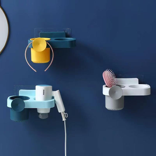 Hair dryer rack, bathroom storage rack, bathroom wall hanging polka dot hair dryer rack, no punching hair dryer storage hanger