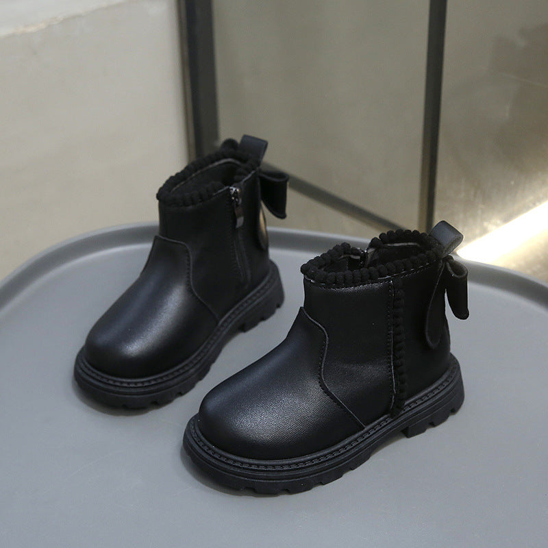 Girls' boots autumn and winter children's boots 2025 new children's shoes wholesale little girls' shoes bow princess boots