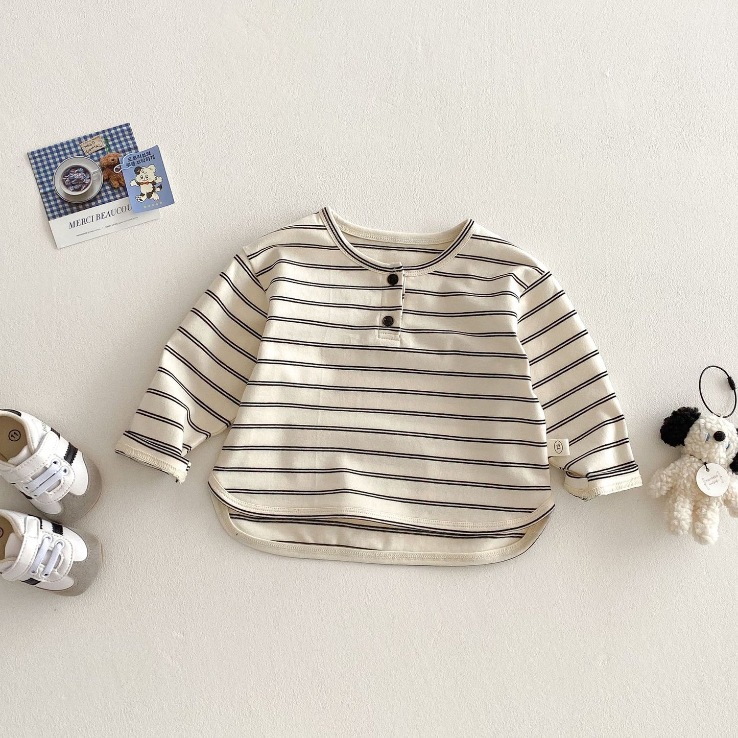 Children's striped T-shirt 2025 new spring boy's foreign style base shirt baby long sleeve inner with spring jacket tide