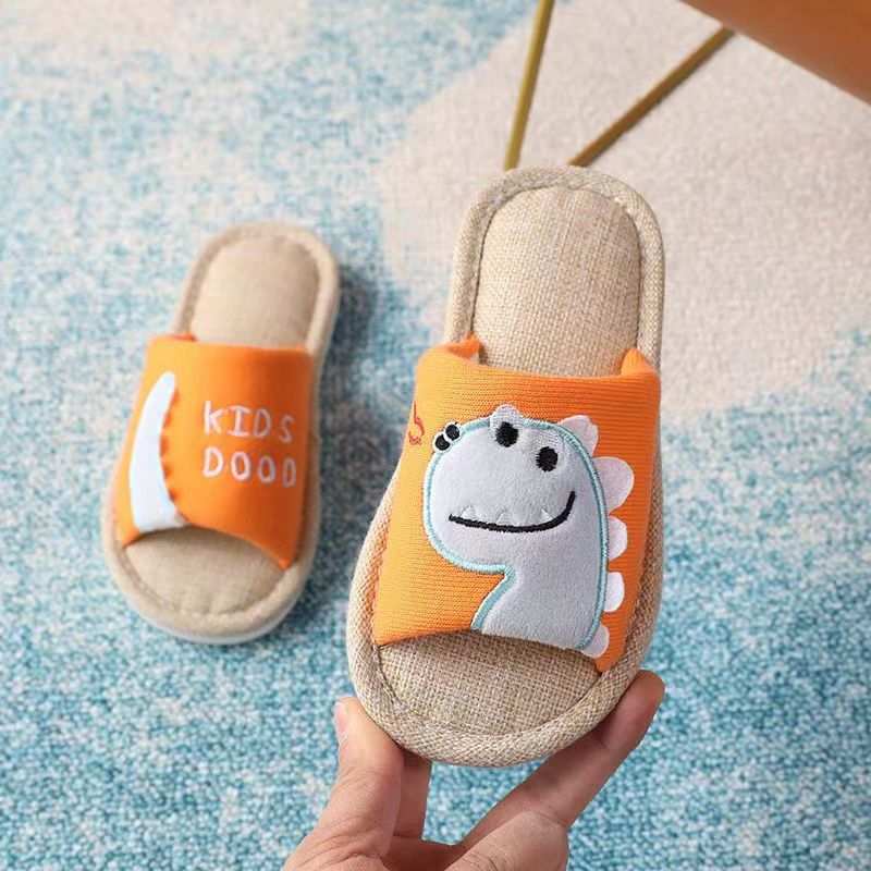 [Clearance] children's linen slippers home non-slip indoor men and women cartoon cotton spring and autumn slipper