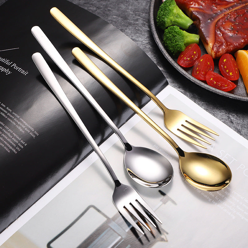 304 stainless steel Korean style long-handled spoon fork