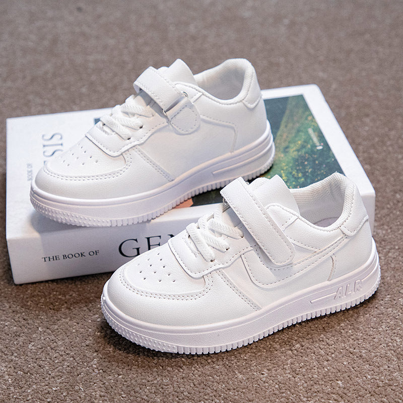 Children's small white shoes breathable spring and summer universal white sneakers, primary school school school net shoes, girls white board shoes