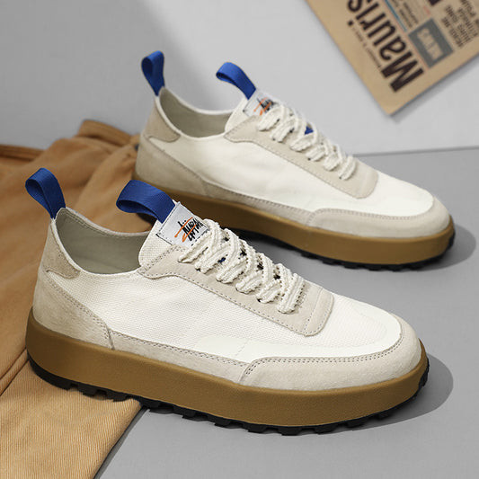 2024 summer men's shoes breathable sports casual board shoes canvas shoes thick-soled heightened cloth shoes are niche and simple and versatile