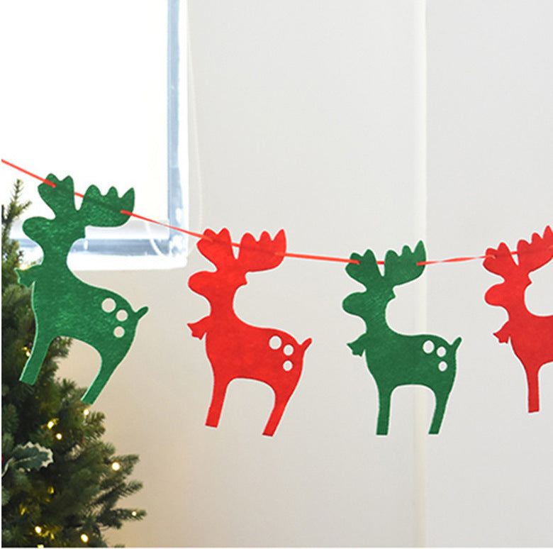 Christmas felt decorations Christmas tree Christmas stockings triangular flag latte art hanging flag window layout latte art