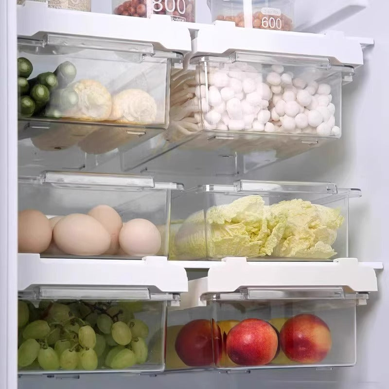 Refrigerator drawer storage box, hanging basket hanging eggs inside, using kitchen fresh-keeping freezer shelf to hold artifacts
