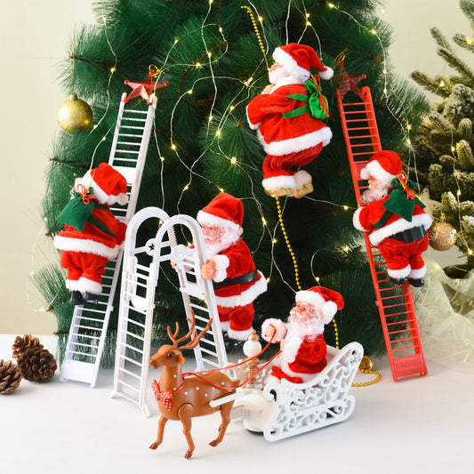 Cross-border Christmas decoration electric climbing ladder Santa Claus climbing beads Santa Claus children's gift shopping mall decoration