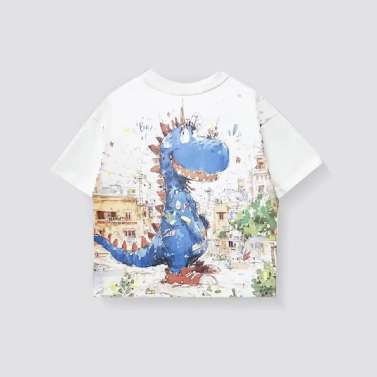 New kids summer casual round neck digital print dinosaur short sleeve t-shirt boys fashion wear cotton top