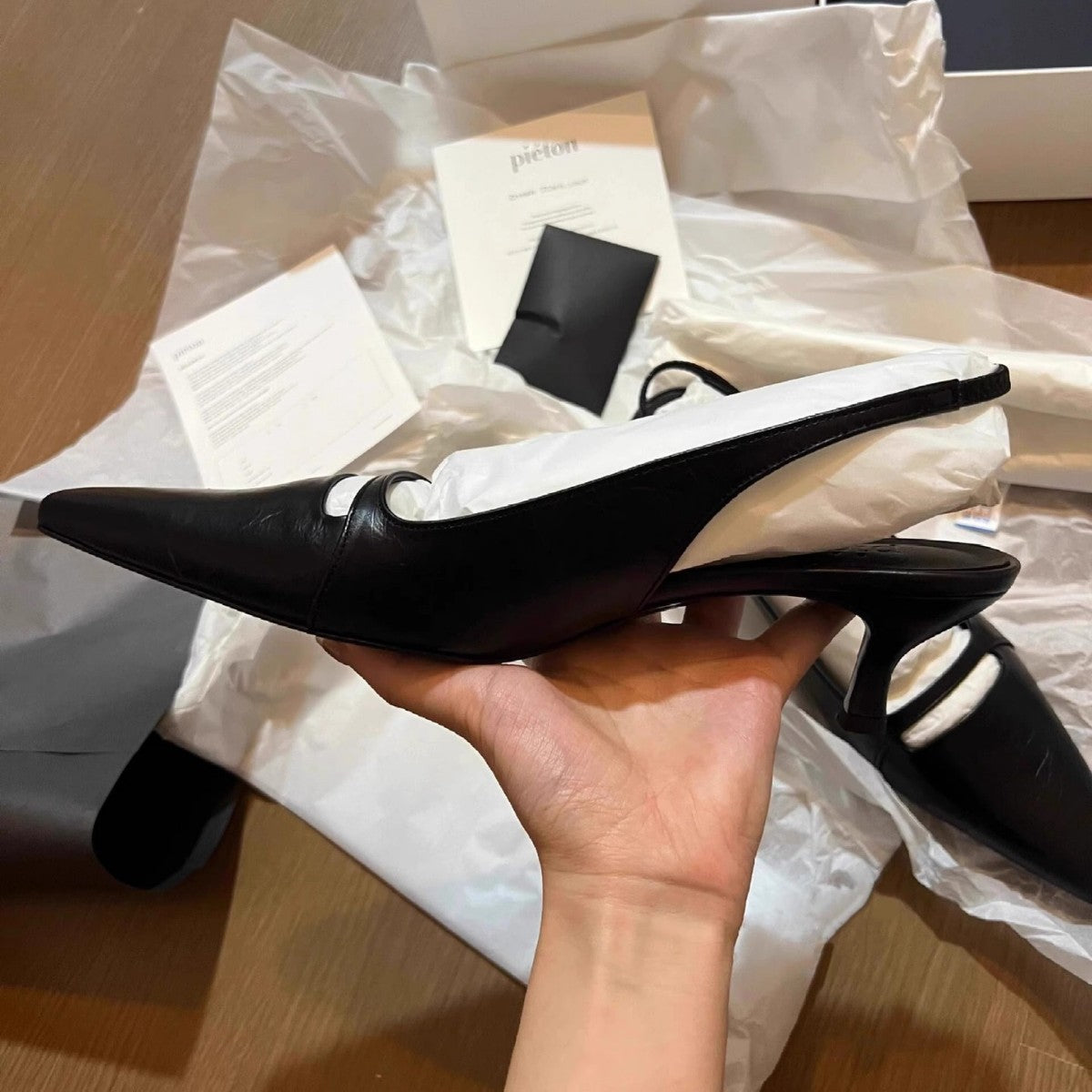 French small square toe shallow front bag slip back elastic band comfortable and wear-resistant niche commuter stiletto sandals